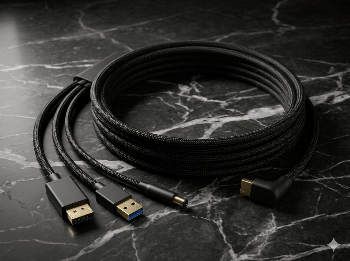 Official Valve Index replacement tether cable – 5 m, USB-A + DisplayPort, compatible with Valve Index